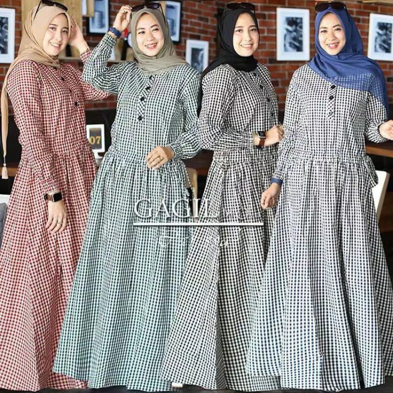 gamis kotak kotak Gagil fashion