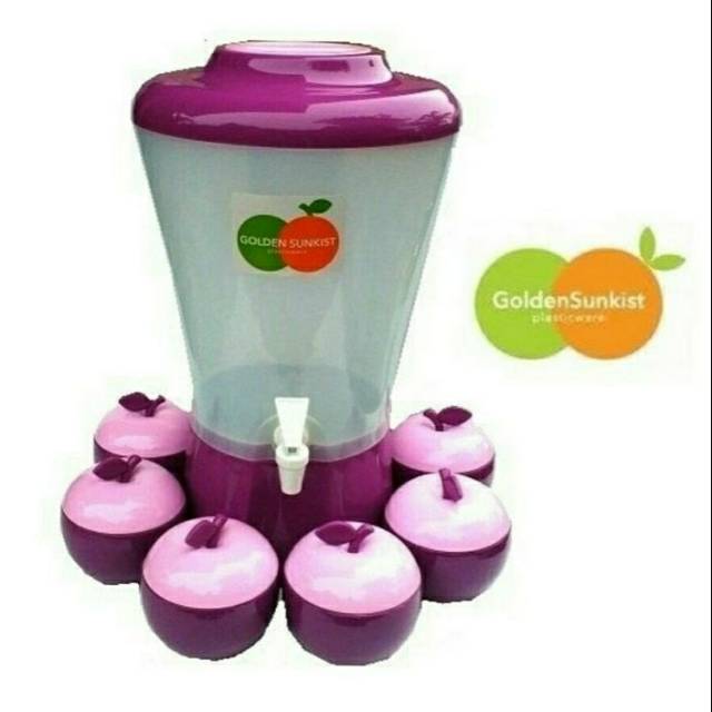 Ready Dispenser Set Gelas Apel Golden Sunkist Drink Jar Set Isi 6 pcs