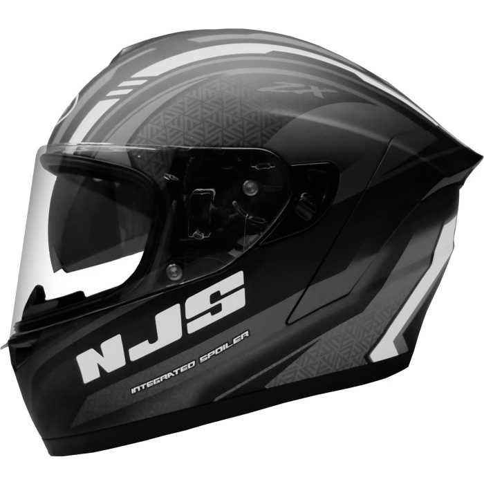 NJS ZX-1 SPECTER Hitam - Silver gloss/doff - Helm Full Face