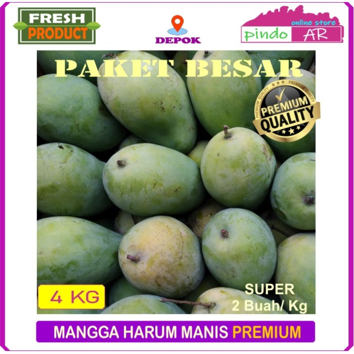

MANGGA HARUM MANIS JUMBO KUALITAS PREMIUM PAKET 4 KG BONUS 1 KG