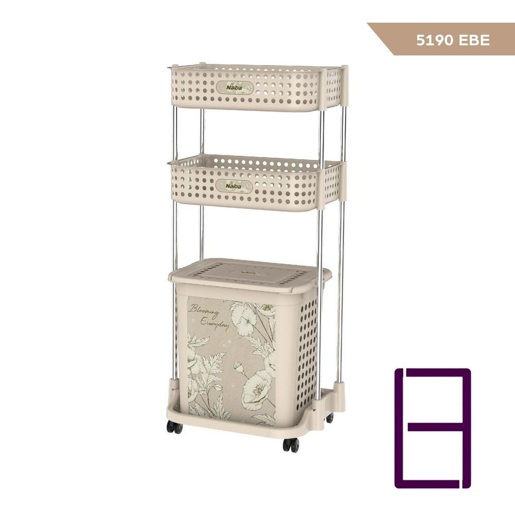 LAUNDRY BASKET NAIBA/KERANJANG BAJU + RODA CREAM