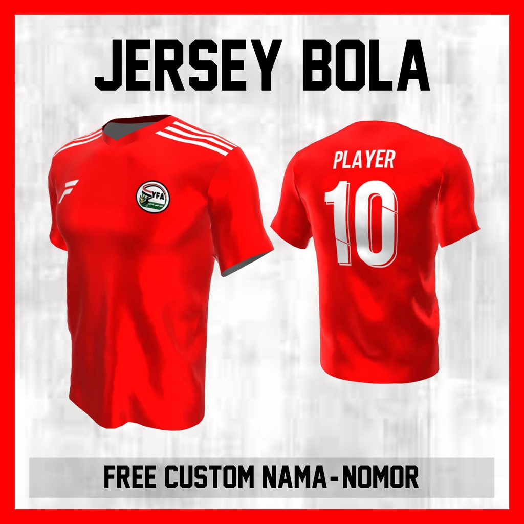 Kaos Bola Jersey Yaman Timnas Negara Garis Bahu Baju Custom Nama dan Nomor Punggung - 406