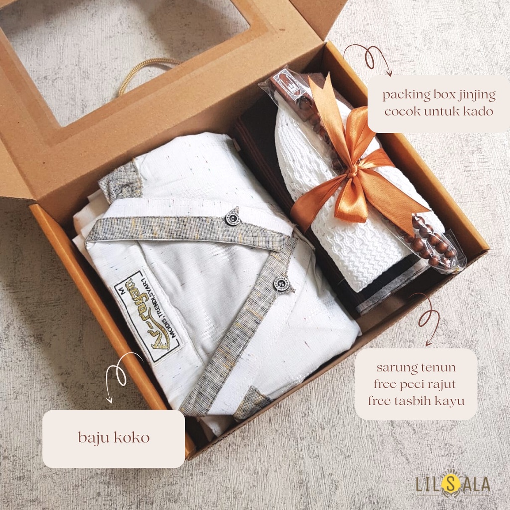 [BKOSPT] Hampers Kado Cowok Kado Lebaran Paket Baju Koko Sarung Peci free Tasbih Parcel Hampers Lebaran Idul Fitri Kado Pria THR Hampers Lebaran/ Hampers Ramadhan