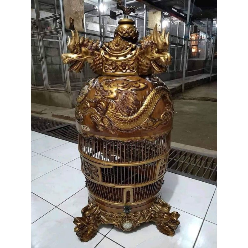 Sangkar Perkutut Ukir Naga Kayu Jati