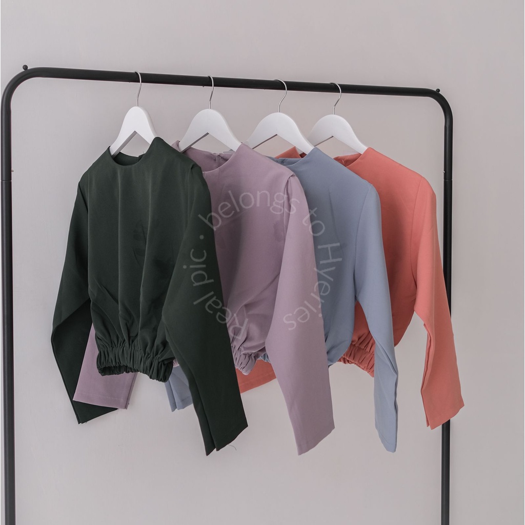 HYERIES Hwayoung set  / Setelan wanita / Sweater Wanita / Longsleeve Round Neck Top / Sweater Polos / Oversize Crop / Pakaian Casual Wanita /  Atasan Casual / Setelan Wanita / Blouse wanita Atasan asthethic / Atasan korean / Baju korea