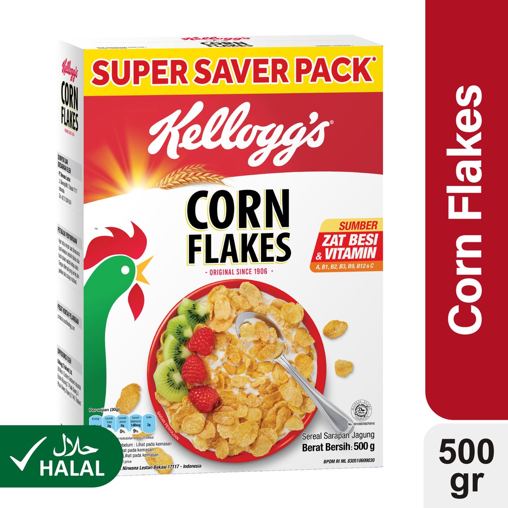 

KELLOGGs corn flakes 500gr kellog sereal jagung original