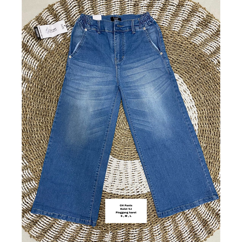 KULOT VJ PINGGANG KARET M-XXXXL / KULOT JEANS JUMBO / CELANA KULOT WANITA