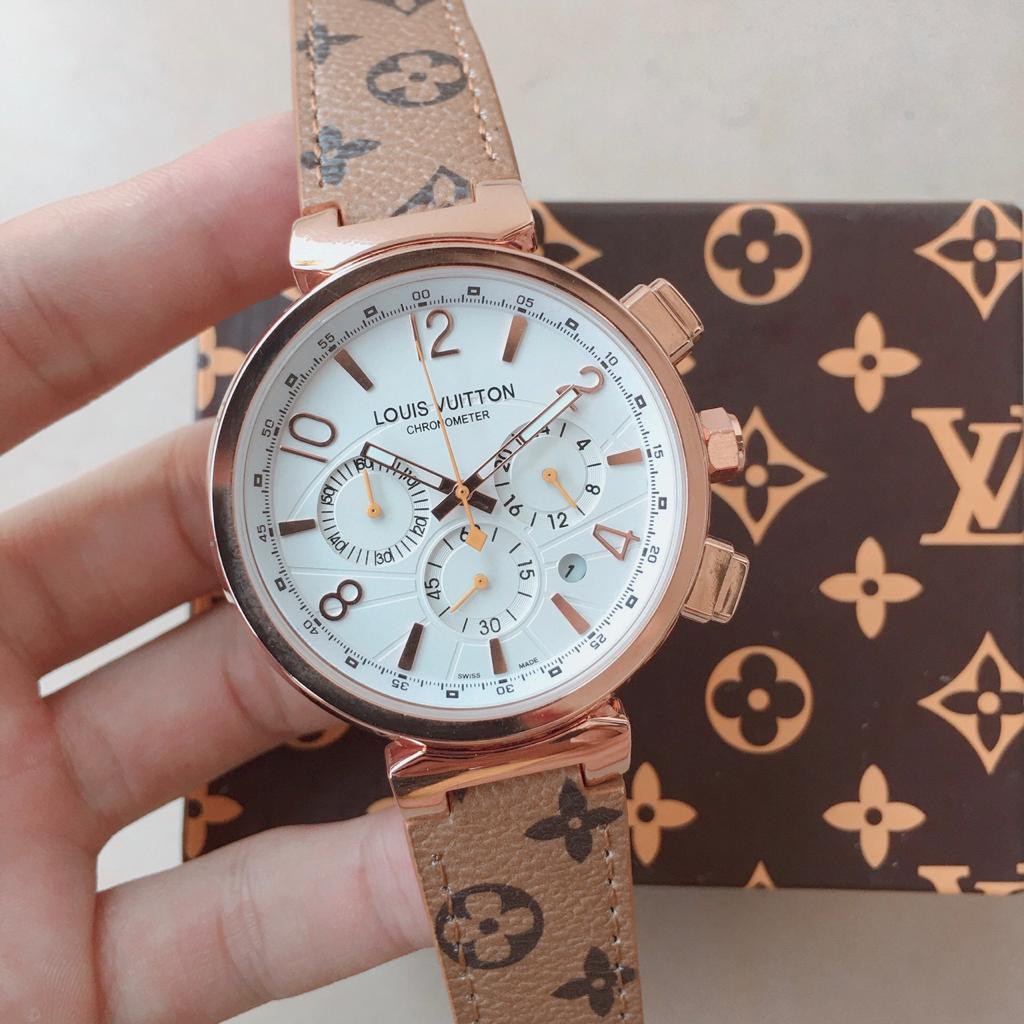 NEW  LV KULIT CHRONO AKTIF SUPER  JAM TANGAN WANITA BRAND LV