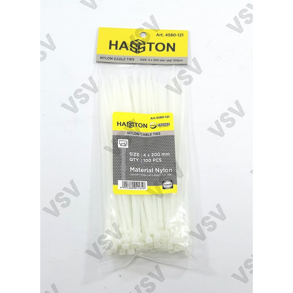 Hasston Kabel ties 4x200mm putih 4580-121 Nylon Cable ties