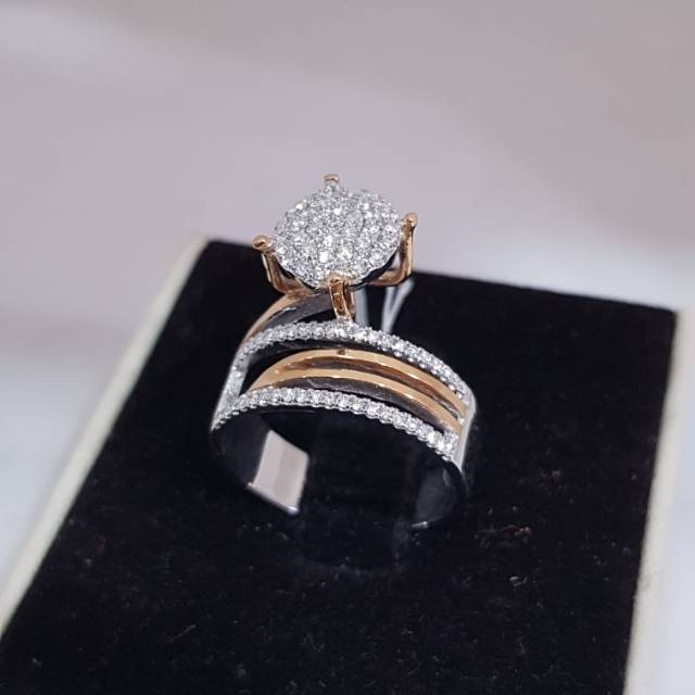 Cincin emas berlian eropa asli dan natural (nj50)