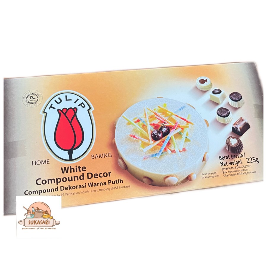 

Tulip White compouNd chocolate 225 gr / coklat masak baking PUTIH whc