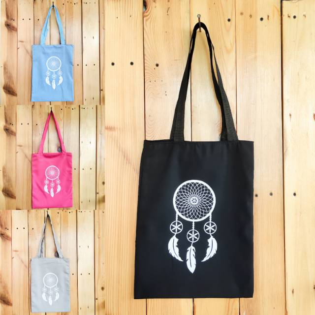 (Ada resleting bisa COD) TOTEBAG DREAM CATCHER bahan drill halus premium