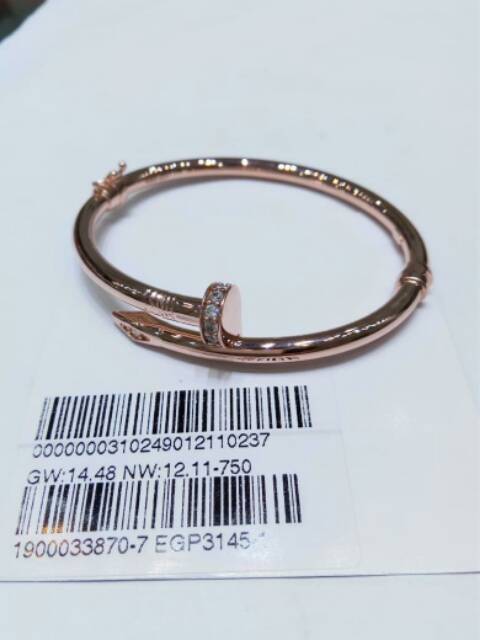 Gelang bangle anak dan dewasa emas asli bentuk paku kadar 70% 700 75% 750 gold whitegold kuning putih 16k 22I