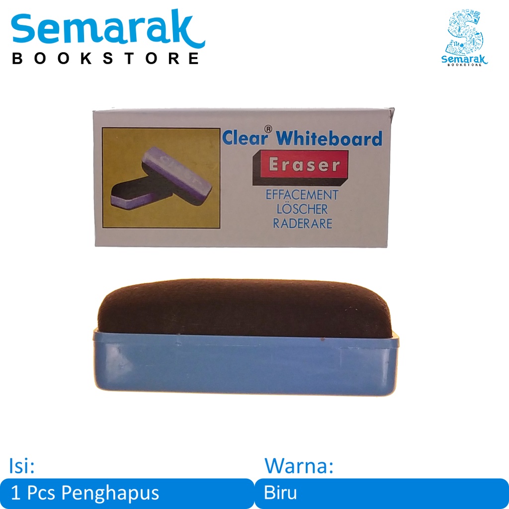 

Clear E0379 Whiteboard Eraser Penghapus Papan Tulis Besar - Biru
