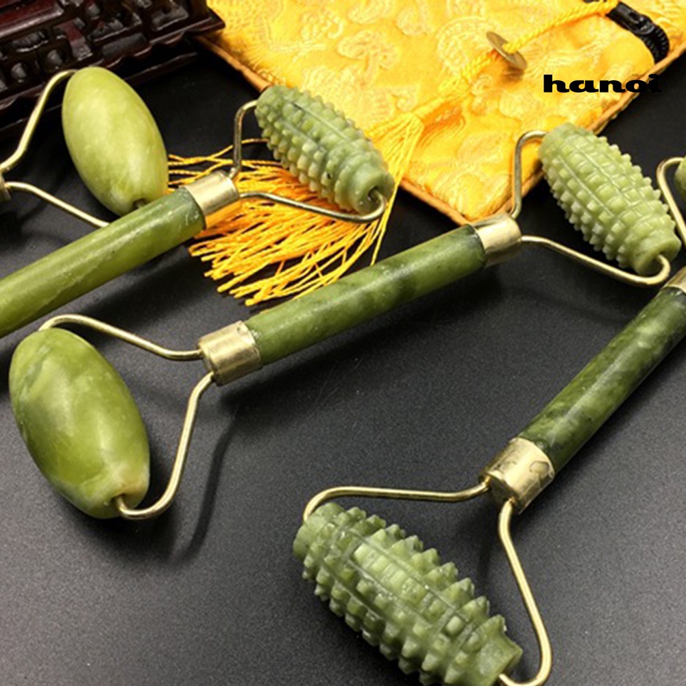 HQTM_Double Head Faux Jade Roller Neck Facial Beauty Massage Slimming Tool for Body