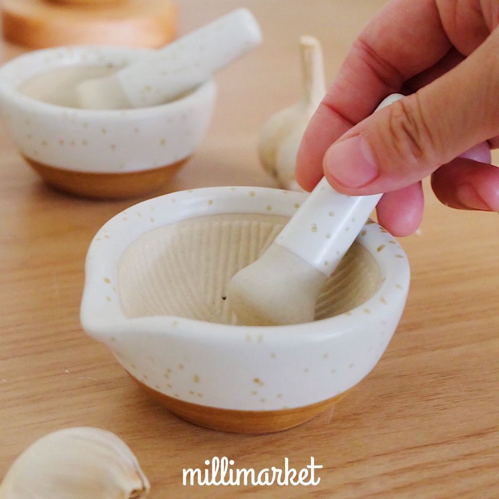 LUMPANG KERAMIK MINI AESTHETIC/Ceramic Mortar Alu Penumbuk Pengerus obat/Mortar 8.5cm