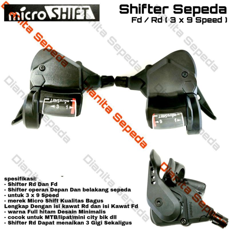 shifter sepeda lipat mtb 3 x 9 speed