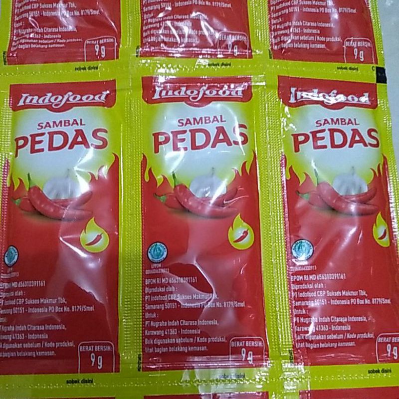 Indofood sambal pedas saos pedas 1 renceng ( 36 sachet x 9gr)