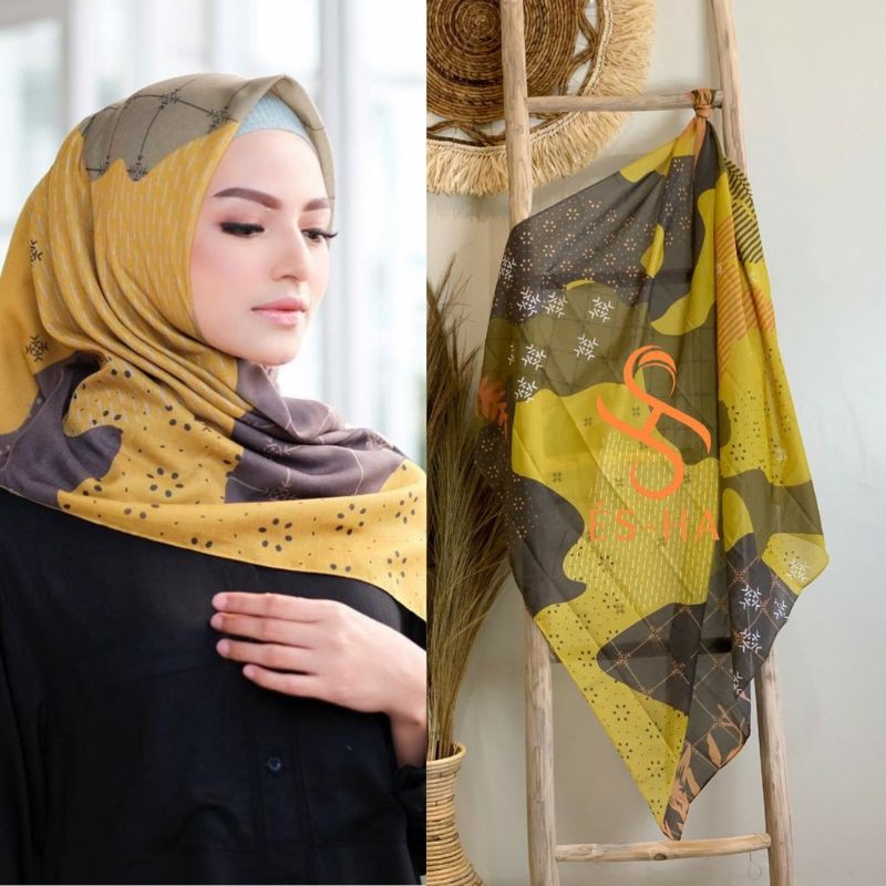 COD HIJAB DENAY KW MOTIF SEGIEMPAT TERBARU / DENAY KW /VOAL PREMIUM MOTIF HIJAU BAMBU