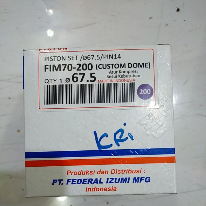 piston seher kit bore up FIM 70 diameter 65.5 66 66.5 67 67.5 68 mm pen pin 14 mm DOME MENTAH CUSTOM-OS 200 ( 67,5MM)