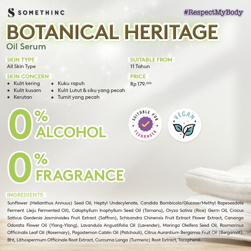 SOMETHINC Botanical Heritage Oil Serum 40ml - Natural Oil untuk Wajah dan Badan