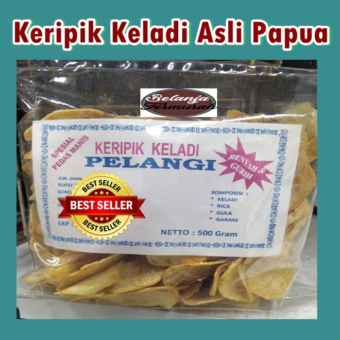 

Kripik Keladi PAPUA rasa pedas manis Cemilan Keripik Lokal Oleh Oleh Dari Raja Ampat Merek Pelangi