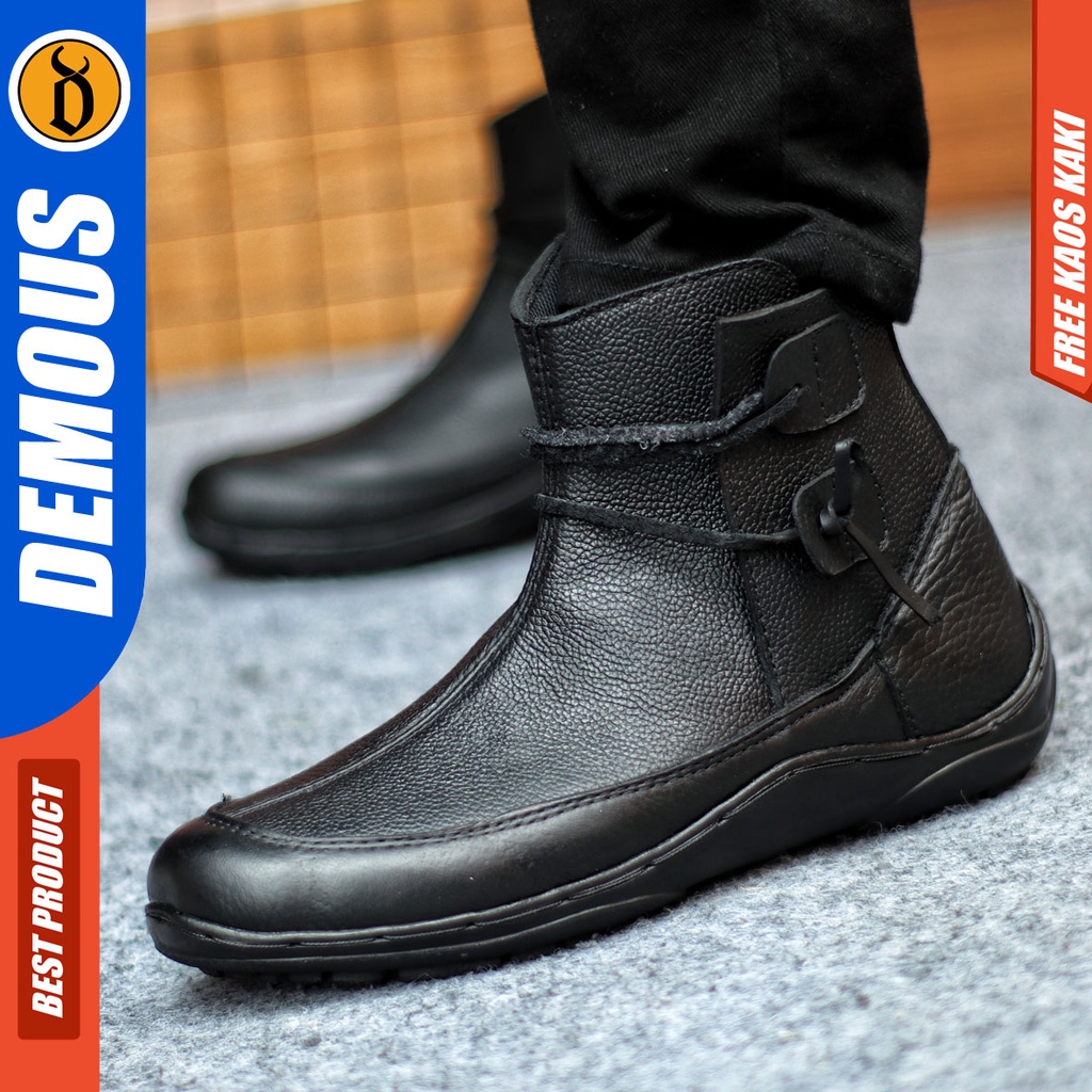 Sepatu Formal Pria Sepatu Casual Pria Kulit Asli Slop Sepatu Pantofel Kerja Kantor Kuliah Kondangan Sepatu Hitam Pria DEMOUS BLOPER