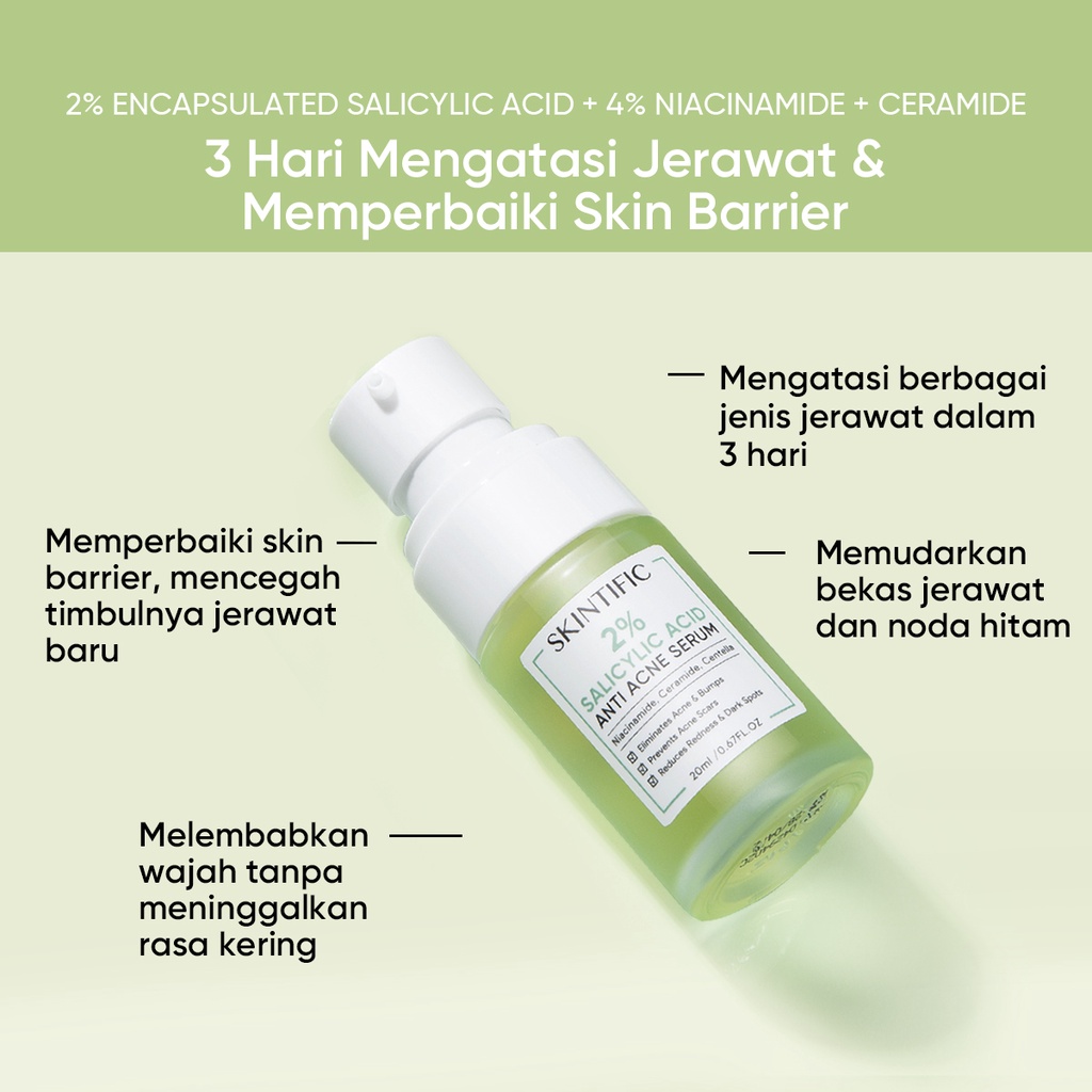 【Skintific Outlet Official】SKINTIFIC Mugwort Anti Pores &amp; Acne Clay Mask Pore Clarifying Wask Off Pack 55G Masker Wajah &amp; 2% Salicylic Acid Anti Acne Serum 【BPOM】