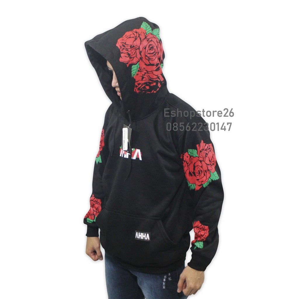 Jaket AHHA Rose - Jaket Sweater Hoodie Atta Halilintar - Jaket Sweater AHHA Rose Black