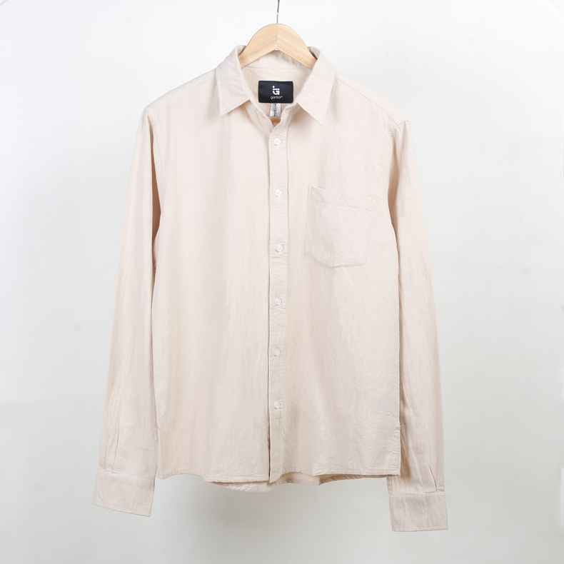 Garlick Kemeja Flanel Polos Lengan Panjang Putih - Thamrin White