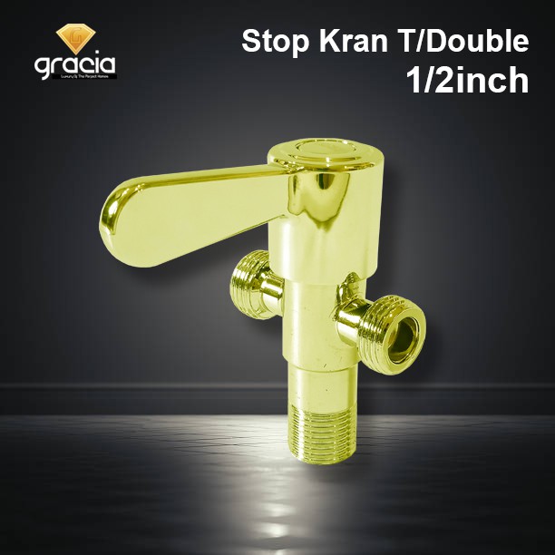 Stop Kran Kloset Kamar mandi toliet GOLD Double Jet Shower Keran Bidet T Model Tee SPOT SERIE GOLD