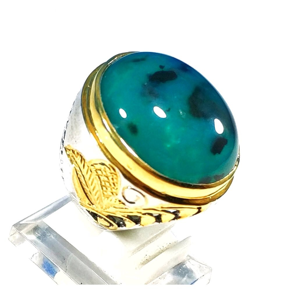 CINCIN BATU AKIK NATURAL BACAN DOKO HIJAU TOTOL TEMBUS MANTAP RING PERAK FREE MEMO KEASLIAN BATU