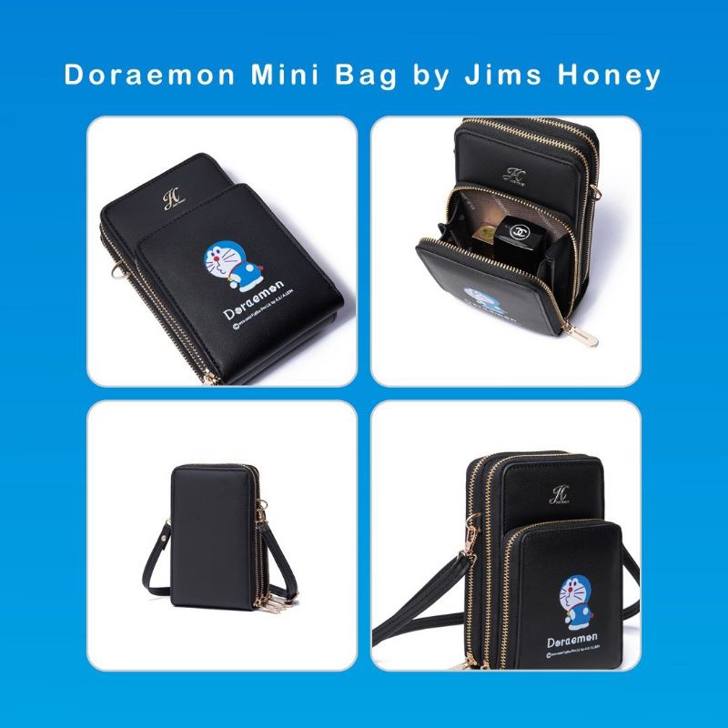 Doraemon Mini Bag Jims Honey Tas Slempang Wanita Jims Honey Murah Lucu 100% Original Free Box