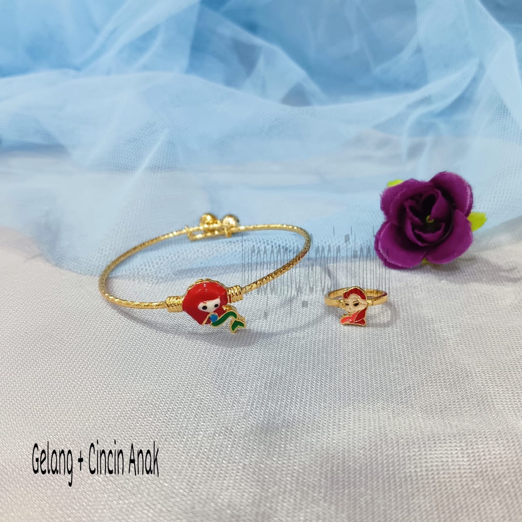 GELANG+CINCIN ANAK PERHIASAN TITANIUM  MEWAH ANTI KARAT&amp;ANTI LUNTUR