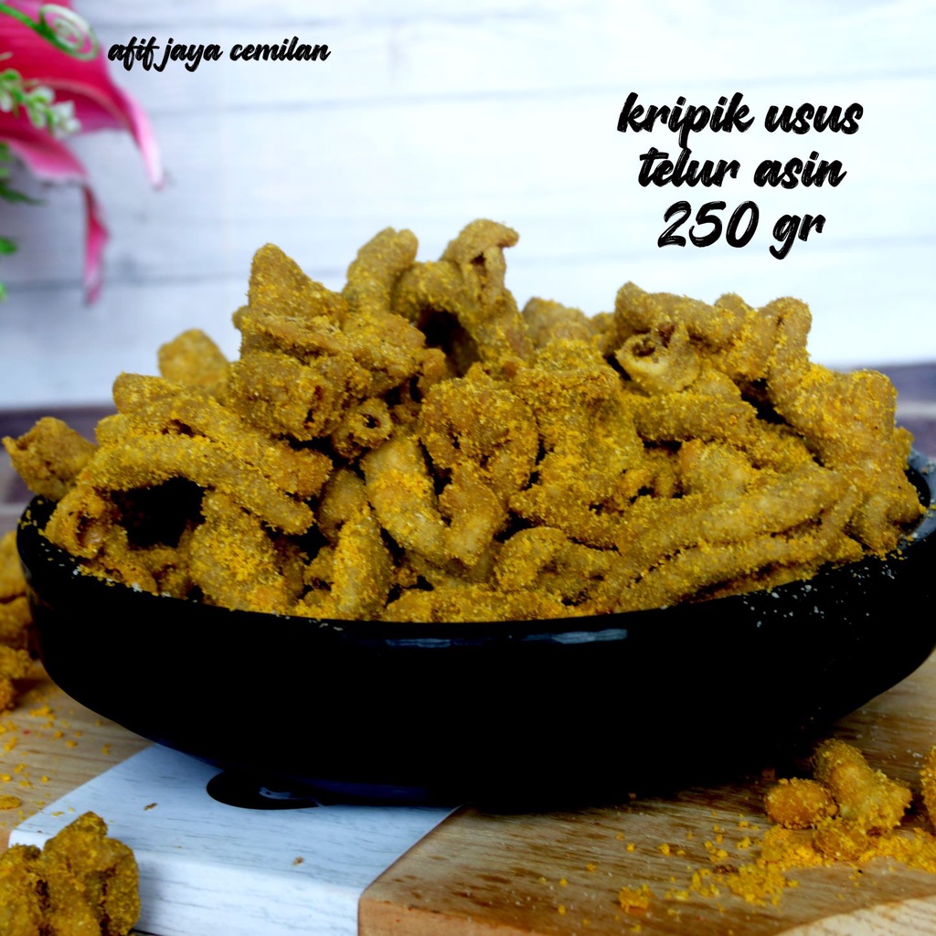 

Keripik usus ayam rasa telur asin kiloan 250 gram afif jaya cemilan