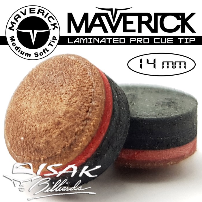 Maverick Pro Cue Tip - 14 mm Medium Soft - Billiard Stik Stick Biliar