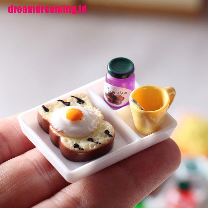 5pcs / set Miniatur Cangkir + Piring + Sendok Selai Untuk Aksesoris Dapur Rumah Boneka