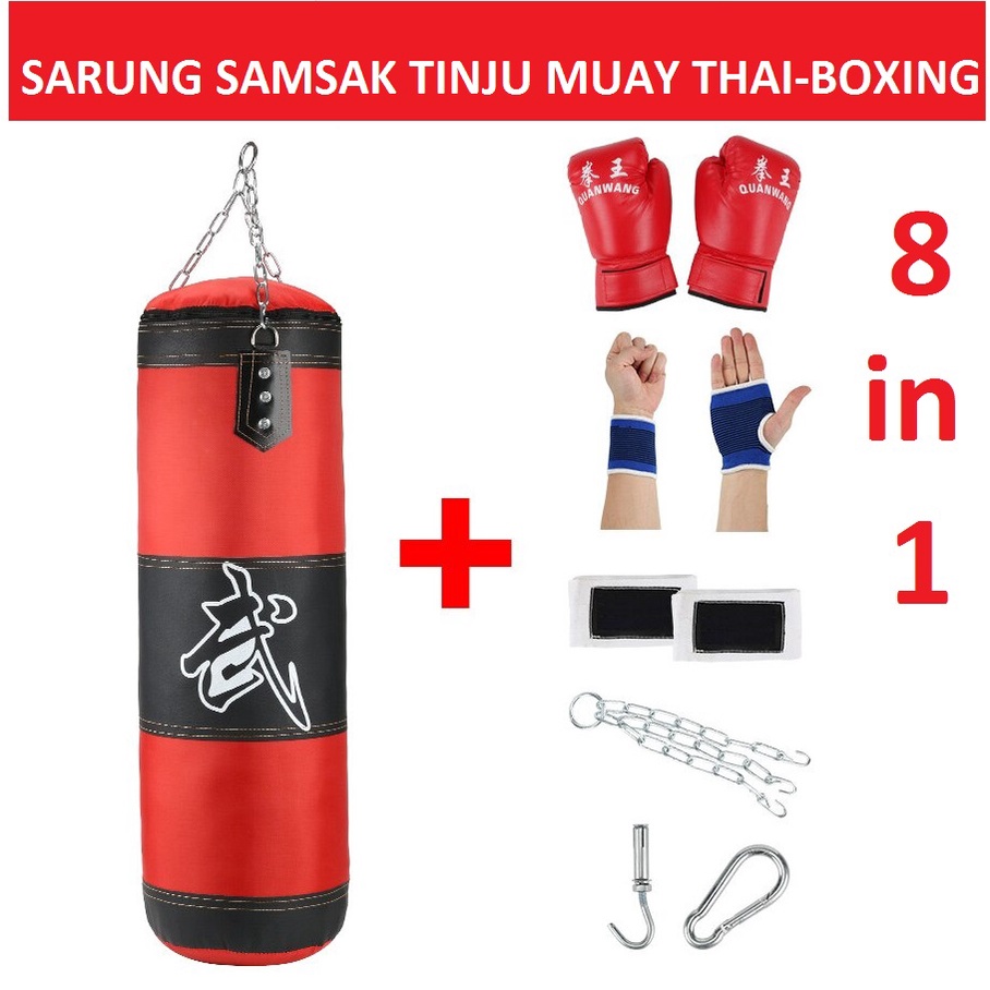 Sarung Samsak Tinju MMA Muay Thai Boxing Punching Sandbag 8 in 1 100cm / Bantalan Tinju