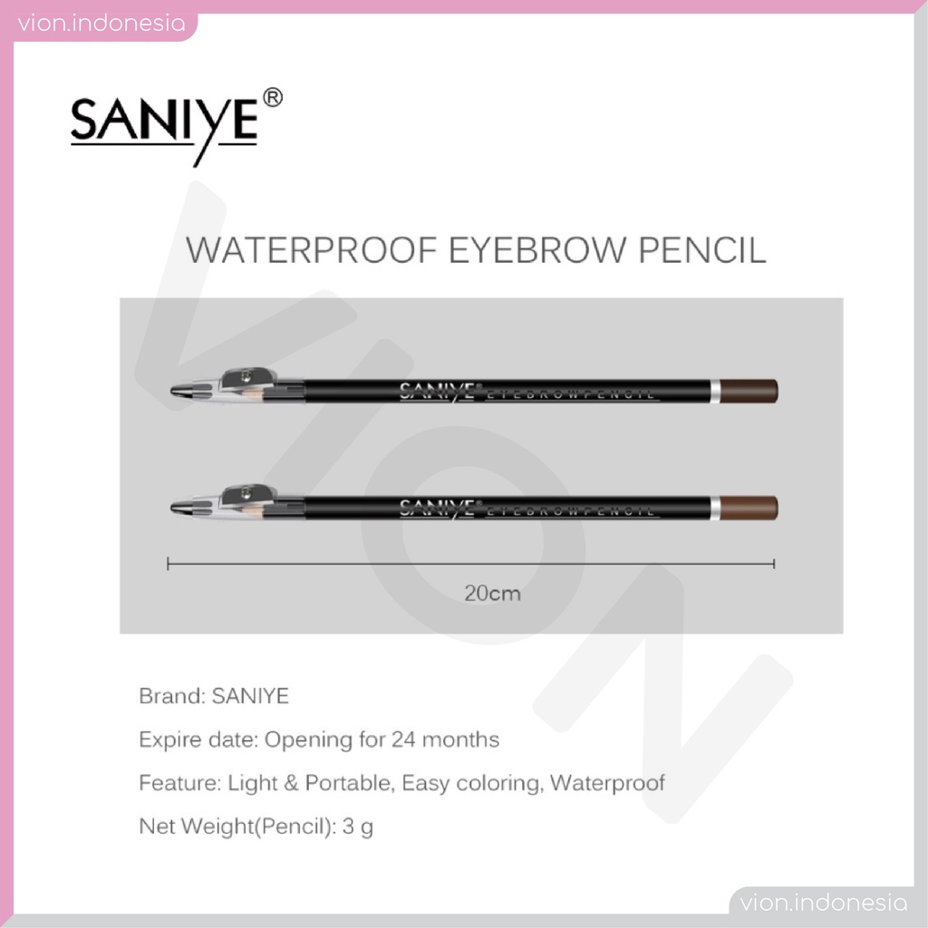 SANIYE Eyebrow Pencil Waterproof Pensil Alis Serutan 3 Warna Anti Air Original SA007