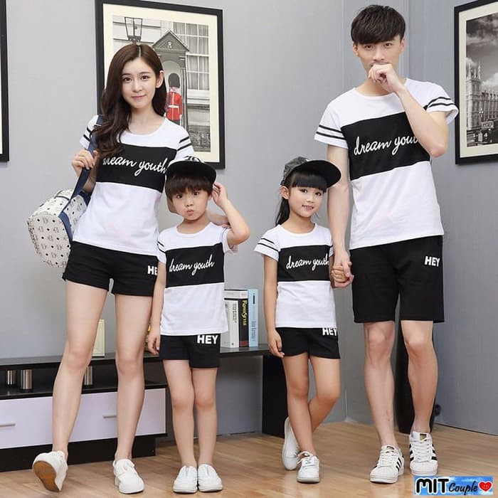 COUPLE FAMILY DREAM YOUTH 2 ANAK (PUTIH) KAOS COUPLE BAJU PASANGAN CEWEK COWOK SEPASANG