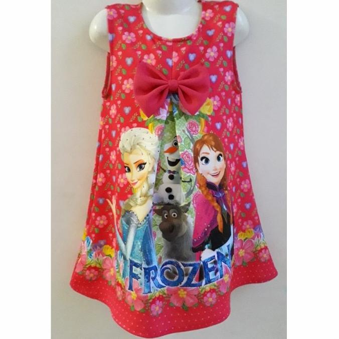 Baju Anak Dress Rok Dumang Frozen Elsa & Anna Pink Termurah