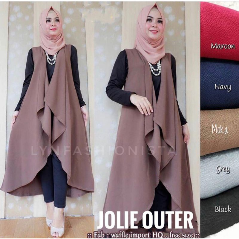 LYNFASHIONISTA-LONG OUTER WANITA MUSLIM MODEL LAYER DEPAN TEBAL/JOLIE