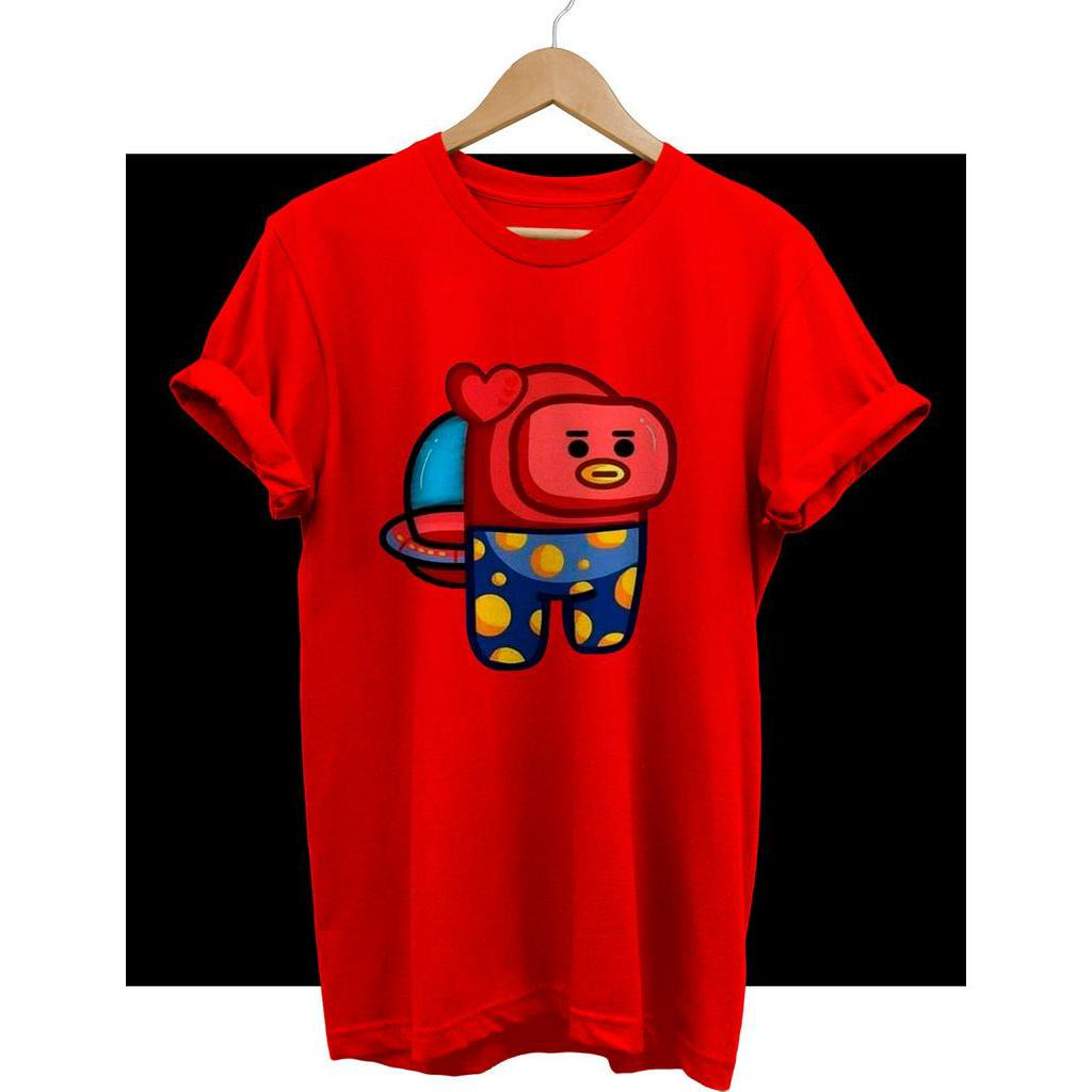 KAOS TSHIRT AMONG US face TATA bts bt21 member katun COMBED 30S