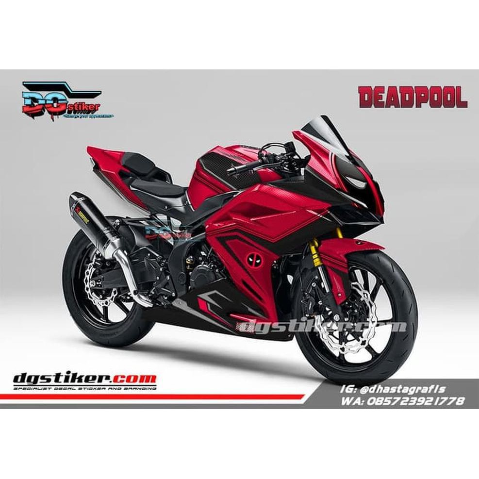 Modifikasi Decal Graphic Sticker Honda CBR250RR Merah Deadpool Su