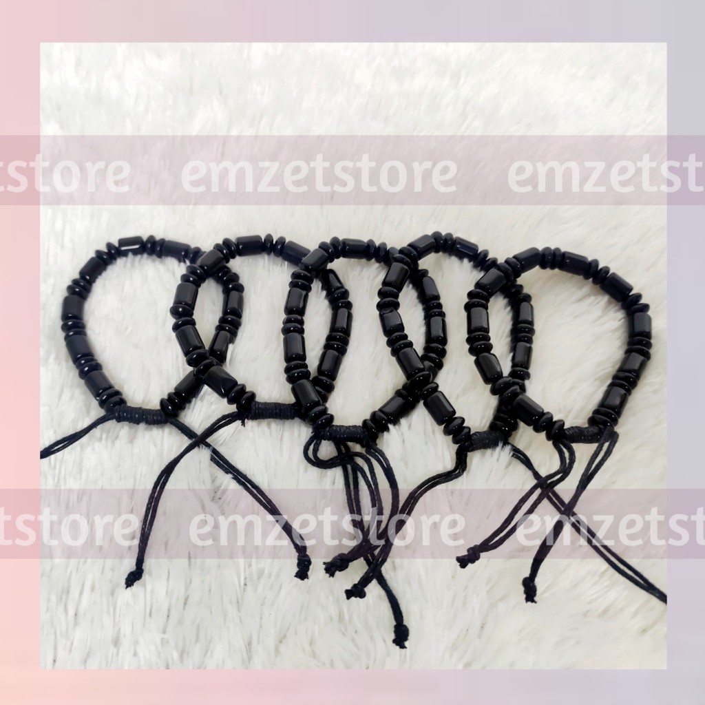 Gelang Tangan Manik-Manik Model Tali Serut/Aksesoris Pria dan Wanita/ Gelang Akrilik Murah