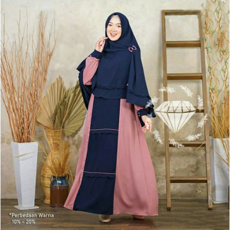 Gamis Wanita Syari Premium Nandia syari Set Khimar Brokat Terbaru 2021 Rahma & Khimar Termurah