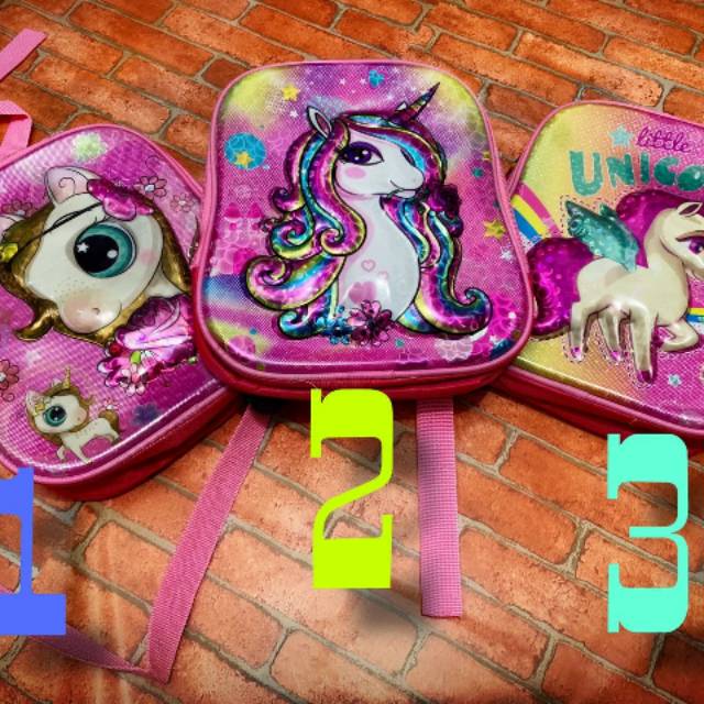 Tas Ransel Anak TK Unicorn Lucu Timbul Hologram Import