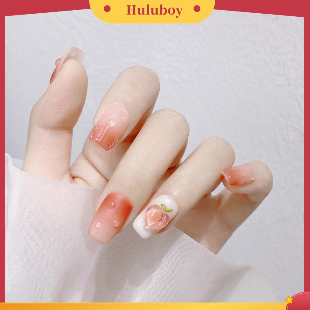Huluboy Huluboy♡ 25 Pcs Ornamen Kuku Bentuk Hati Peach 3D Serbaguna Bahan Resin Untuk Nail Art Charms Wanita