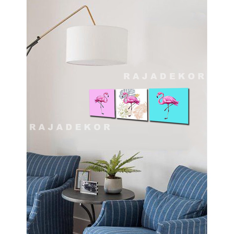 pusatmode Hiasan Dinding 1 Set Flamingo 15x15 cm