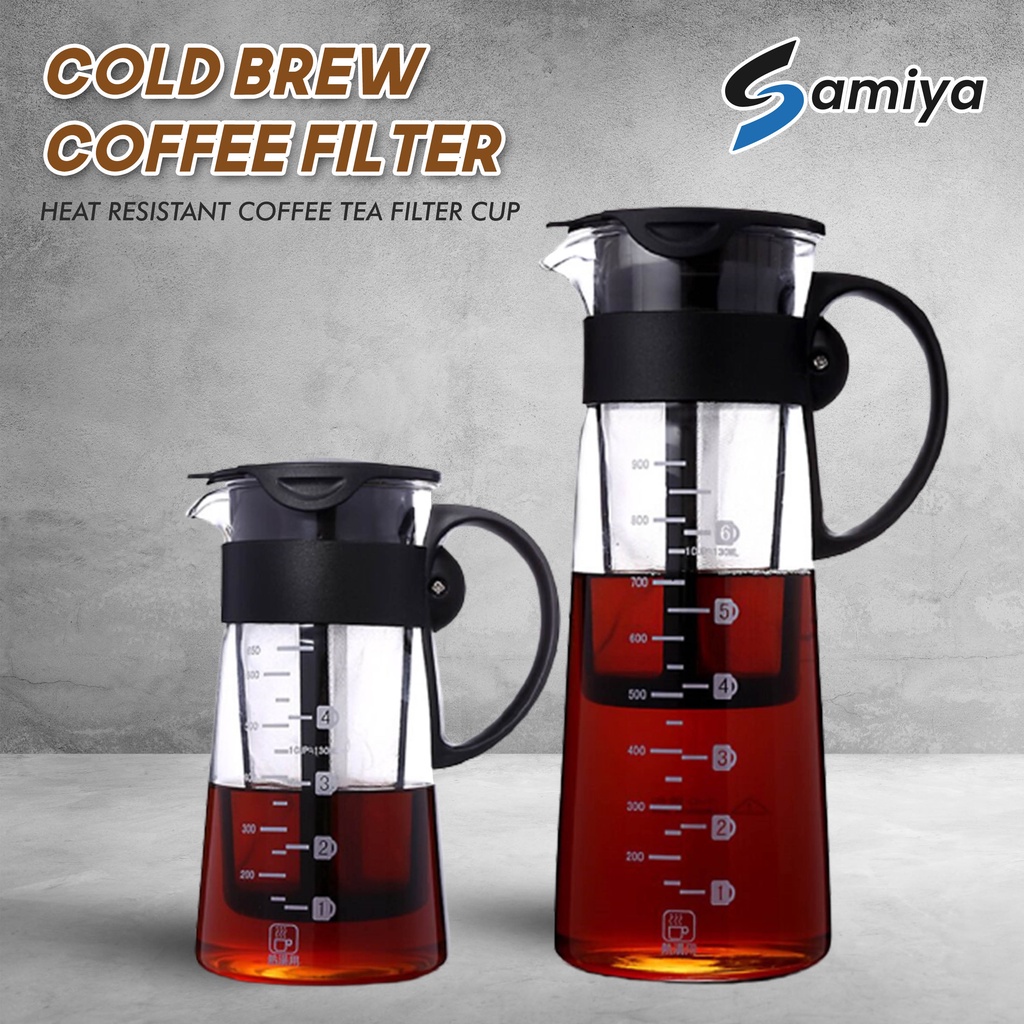 cold brew coffee pot tea maker filter 650ml 900ml borosilicate / server teh kopi mizudash with scale